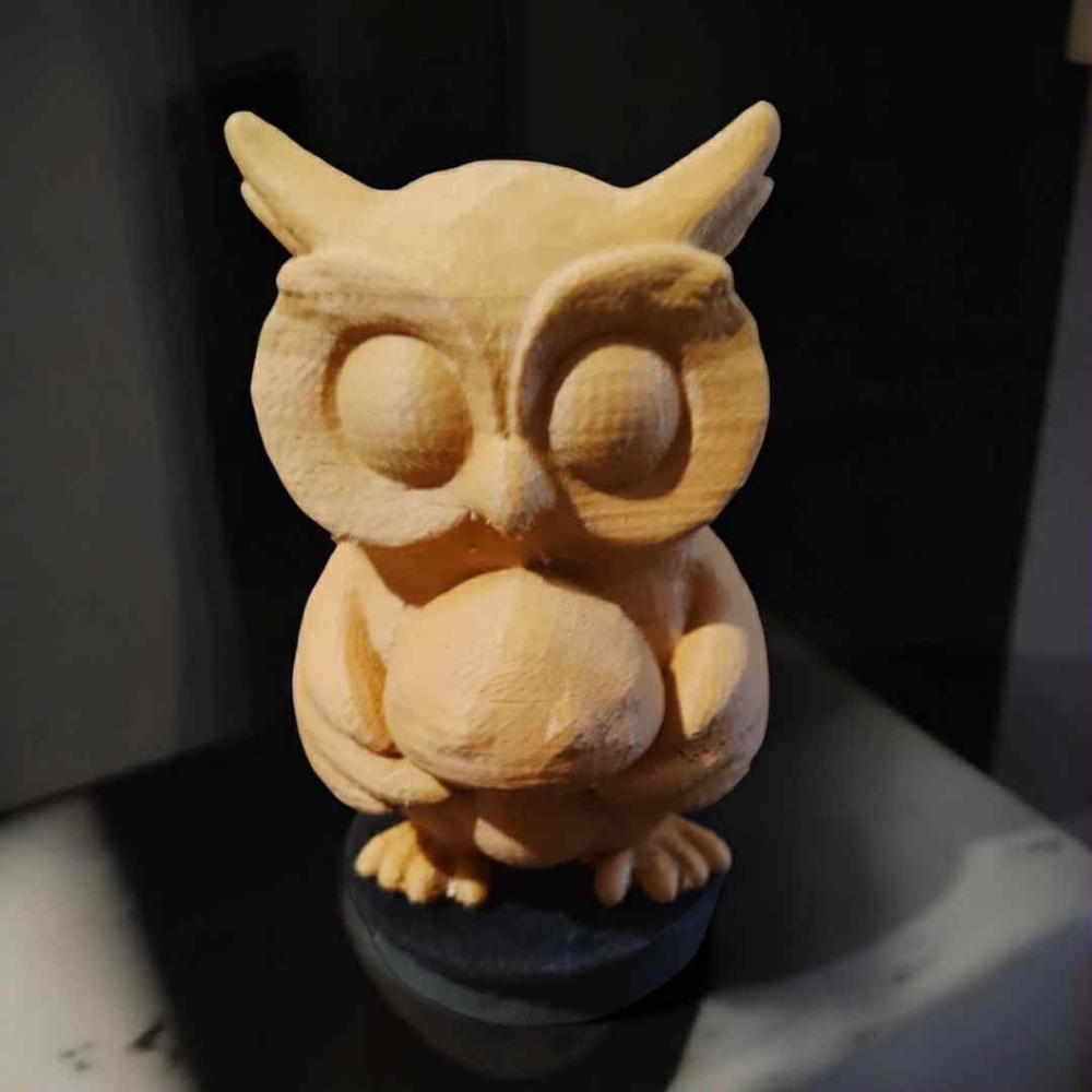 3D Printed Wooden Owl With Mushroom